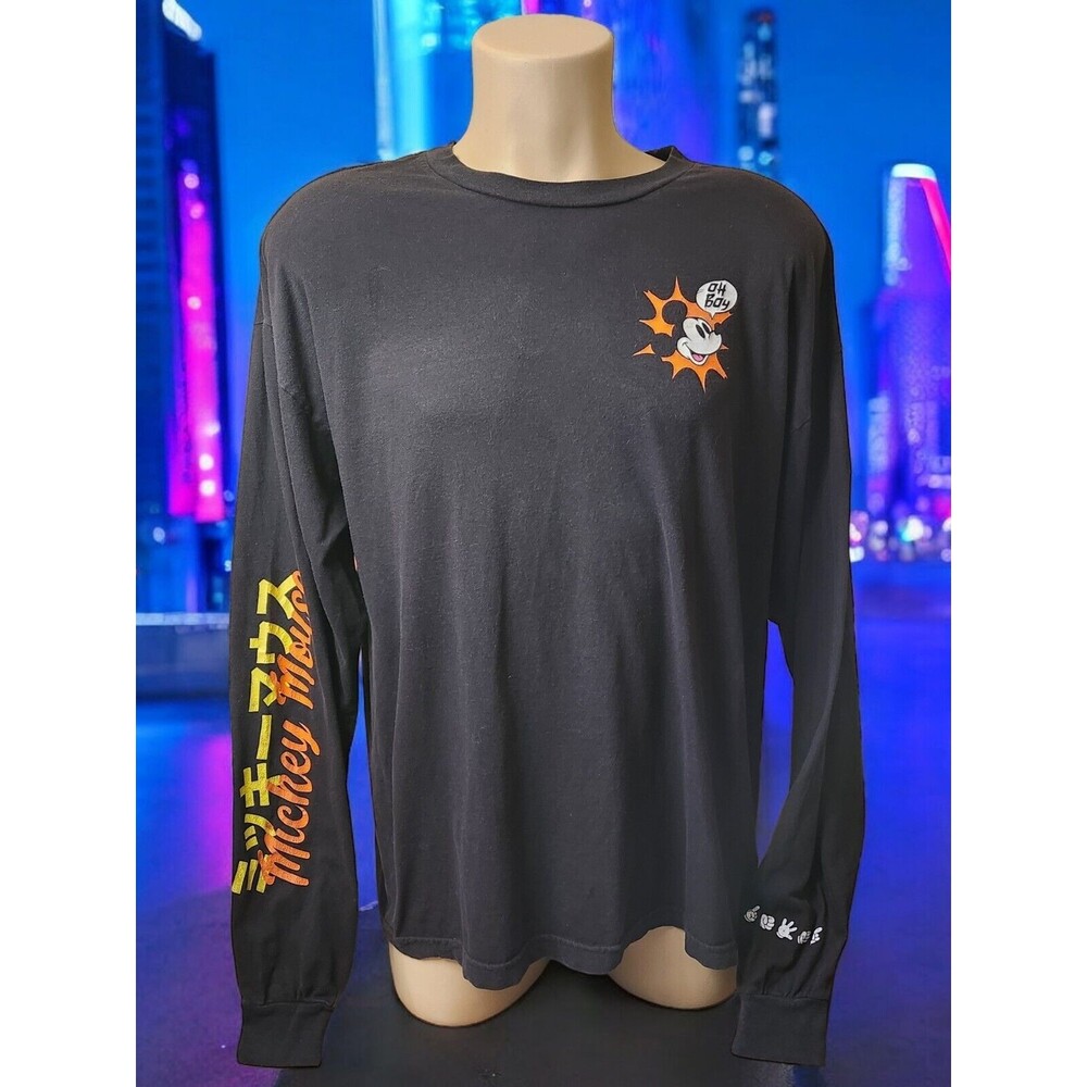 Disney Mickey Mouse Printed Long Sleeves T Shirt Japanese "OH Boy" Xtra Large